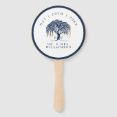 Elegante Moderne Willow Tree Navy Blue Gold Hochze Fächer (Vorderseite)