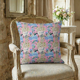 Elegante moderne wunderliche florale Streifen Rosa Kissen