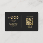 Elegante Moderne Zahnärztin Orthodontist Monogram  Visitenkarte (Rückseite)