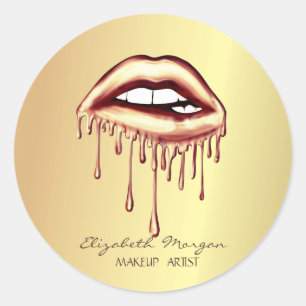 Elegante Moderner Mädchen-Metallisch tropfende Lip Runder Aufkleber