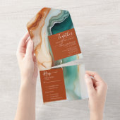 Elegante Modernes Abstraktes Agate Terracotta auf  All In One Einladung (Abreißen)