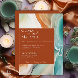 Elegante Modernes Abstraktes Agate Terracotta auf  Einladung