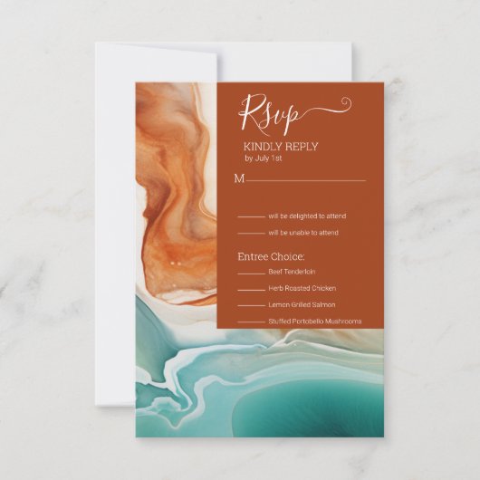 Elegante Modernes Abstraktes Agate Terracotta auf RSVP Karte (Vorderseite)