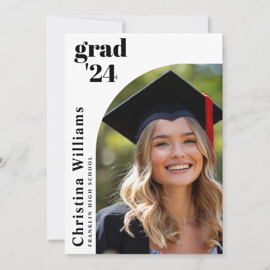 Elegante Modernes Foto Hochschule Abschluss Ankündigung (Vorderseite)