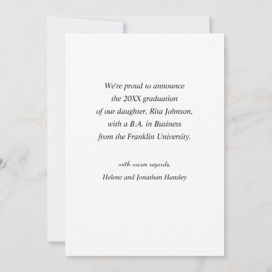 Elegante Modernes Foto Hochschule Abschluss Ankündigung (Rückseite)