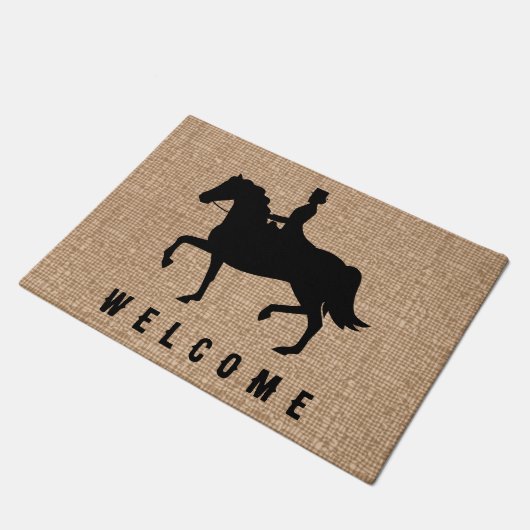 Elegante Modernes Vintages Pferd Willkommen Fußmatte (Schrägansicht)