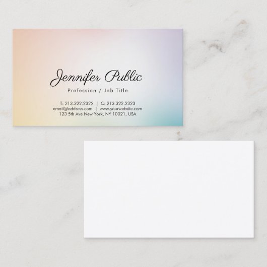 Elegante Modisch-Farben Minimalistisches Chic Desi Visitenkarte (Vorne/Hinten)