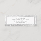 Elegante modische Luxe silberne MiniVisitenkarte Mini Visitenkarte (Rückseite)