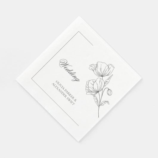 Elegante Mohnblume Blume Moderne Hochzeit Papa Nap Serviette (Ecke)