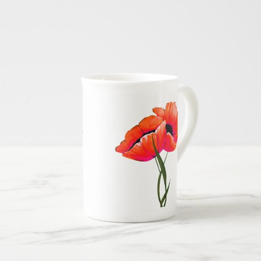 Elegante Mohnblumen-China-Tasse Porzellantasse (Vorderseite Rechts)