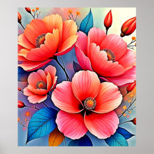Elegante Mohnblumen: Strahlende Naturkunst Poster
