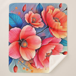 Elegante Mohnblumen: Strahlende Naturkunst Sherpadecke