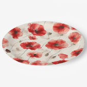 Elegante Mohnmuster-Servietten Pappteller (Schrägansicht)