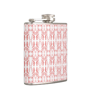 Elegante Mohnumriss-Hip-Flasche Rot auf Weiß Flachmann