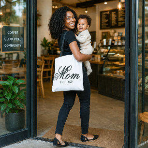 Elegante Mom etabliertes Jahr Schwarzschrift Tasche