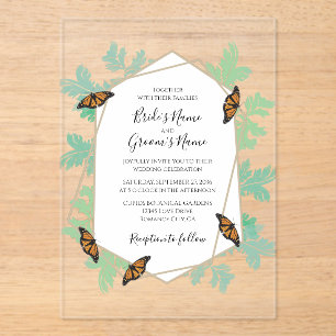 Elegante Monarch Butterfly Hochzeit Acryleinladungen