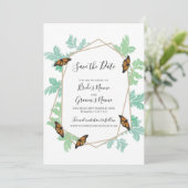 Elegante Monarch Butterfly Hochzeit rettet das Dat Save The Date (Stehend Vorderseite)