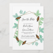 Elegante Monarch Butterfly Hochzeit rettet das Dat Save The Date (Vorne/Hinten)