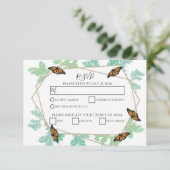 Elegante Monarch Butterfly Wedding RSVP Karten (Stehend Vorderseite)