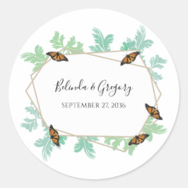 Elegante Monarch Butterfly Wedding Runder Aufkleber