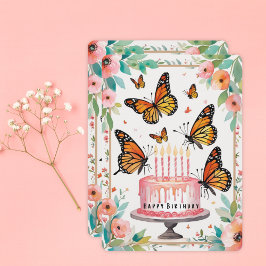 Elegante Monarch & Cake Geburtstagskarte