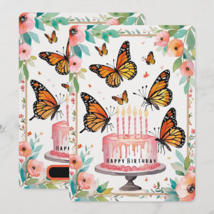 Elegante Monarch & Cake Geburtstagskarte