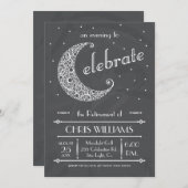 Elegante Mond-Feier - Tafel Einladung (Vorne/Hinten)