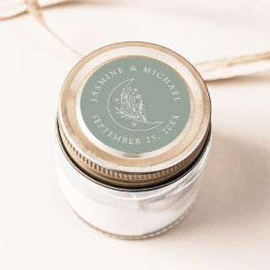 Elegante Mond und Stars Grüne Gastgeschenk Hochzei Runder Aufkleber