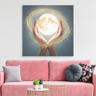 "Elegante Mond-Wandkunst – Minimalistischer Lunare Leinwanddruck