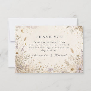 Elegante mondbeschienene Boho-Himmelhochzeit Dankeskarte