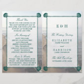 Elegante Mongram & Aquamarin Scallop Beach Hochzei (Vorderseite)