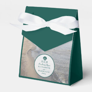 Elegante Mongram & Aquamarin Scallop Beach Hochzei Geschenkschachtel