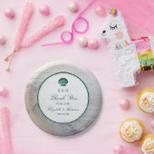 Elegante Mongram & Aquamarin Scallop Beach Hochzei Pappteller (Party)