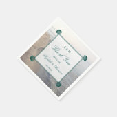 Elegante Mongram & Aquamarin Scallop Beach Hochzei Serviette (Ecke)