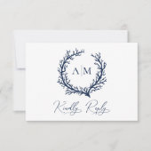Elegante Mongram Beach Wedding RSVP Karte (Vorderseite)