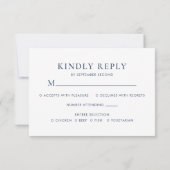 Elegante Mongram Beach Wedding RSVP Karte (Rückseite)