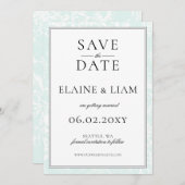 Elegante Mongram Mint Floral Wedding Save The Date (Vorne/Hinten)