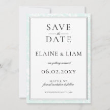 Elegante Mongram Mint Floral Wedding