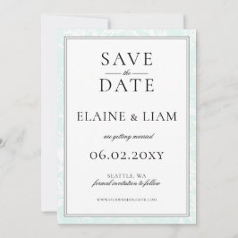 Elegante Mongram Mint Floral Wedding Save The Date