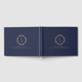 Elegante Mongram Navy Blush Wedding Modern Gästebuch (Voll)