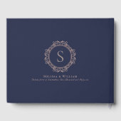 Elegante Mongram Navy Blush Wedding Modern Gästebuch (Rückseite)