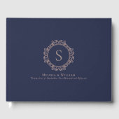 Elegante Mongram Navy Blush Wedding Modern Gästebuch (Vorderseite)