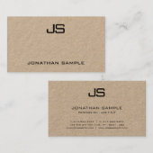 Elegante Mongram Real Kraft Paper Moderne Vorlage Visitenkarte (Vorne/Hinten)
