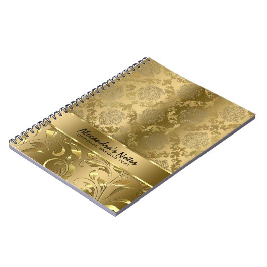 Elegante monochromatische Goldmasken und Spitzen Notizblock (Linke Seite)