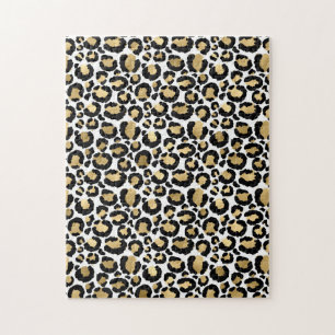 Elegante monochromatische Leopardenflecken wilde G Puzzle