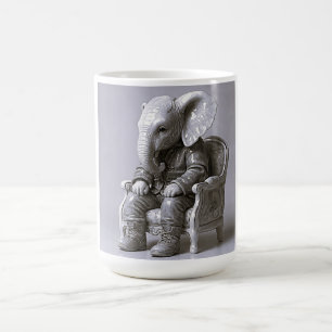 Elegante monochrome Elefanten-Kunst Kaffeetasse