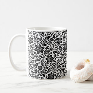 Elegante monochrome Floral-Batik-Tasse Kaffeetasse