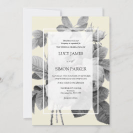 Elegante monochrome französische Vintage Rose Einladung