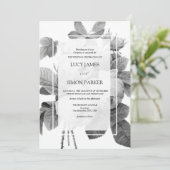 Elegante monochrome französische Vintage Rose Einladung (Stehend Vorderseite)