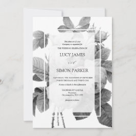 Elegante monochrome französische Vintage Rose Einladung
